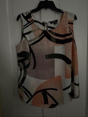 DKNY Abstract Print Sleeveless Camisole in Peach, Olive, Black, Cream